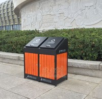 小区分类钢木垃圾箱
