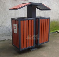 仿古钢木垃圾箱