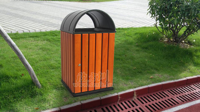 学校钢木垃圾箱