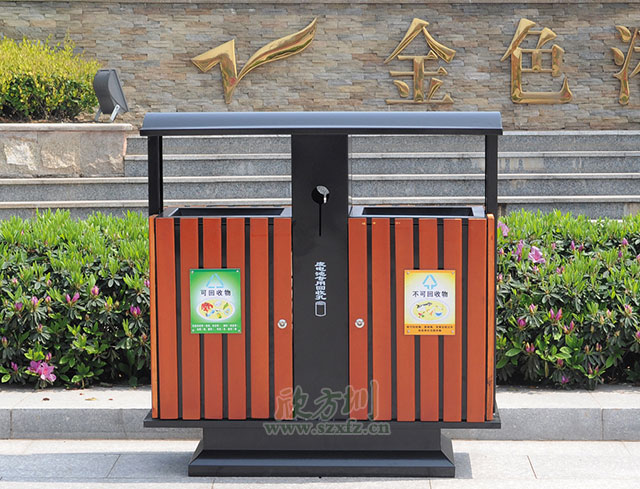 高档分类钢木垃圾箱