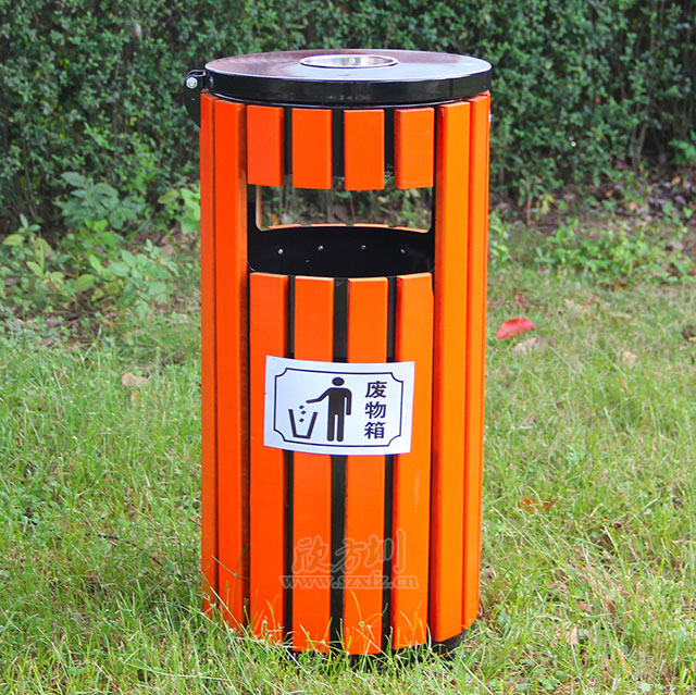 仿木烤漆钢木垃圾箱