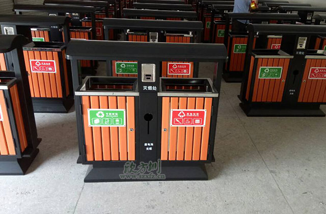 社区钢木垃圾箱